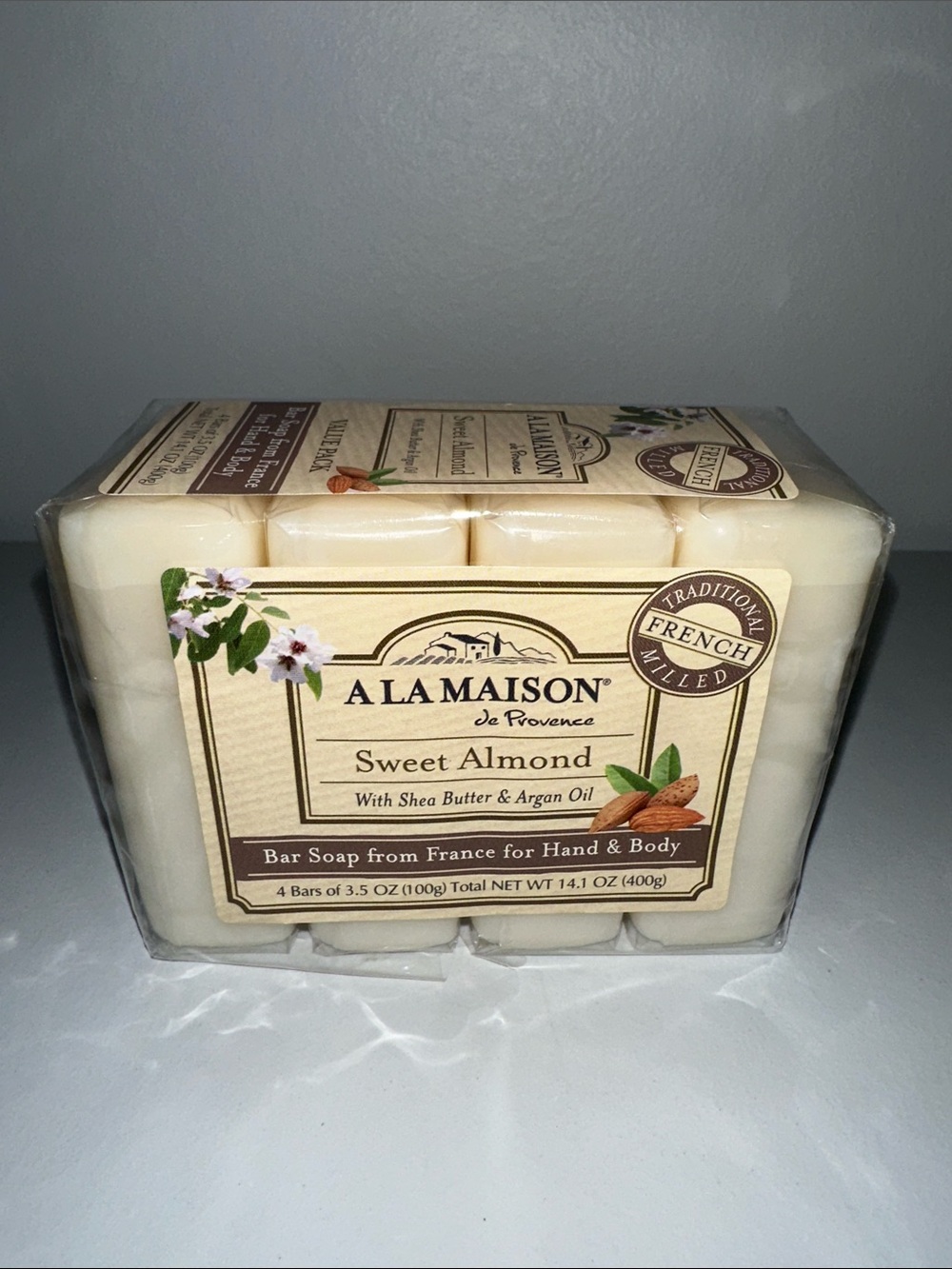 French Milled Sweet Almond Shea Butter & Argan Oil Hand & Body Soap set of 4